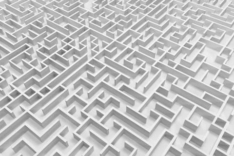 3d illustration labyrinth , complex problem solving concept Illustrazione stock