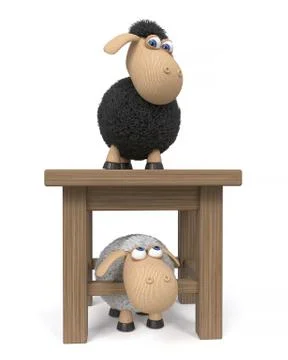 3d illustration lamb with stool Stock Illustration