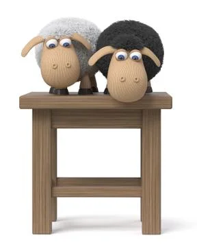 3d illustration lamb with stool Stock Illustration
