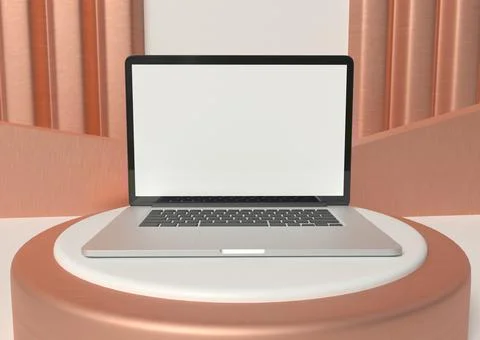 3D Illustration. Laptop computer with white screen. Illustrazione stock