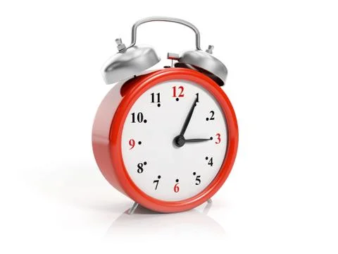 3d illustration: large red clock isolated Stock Illustration