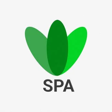 3D illustration leafs logo with Spa text isolated on white background. Stock-Illustration
