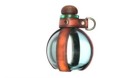 3D Illustration of Leather potion bottle holder isolated on white. Stock Illustration