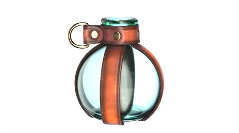 3D Illustration of Leather potion bottle holder isolated on white. Stock Illustration