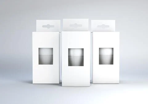 3D illustration of a LED Bulb packaging mockup. Blank 스톡 일러스트