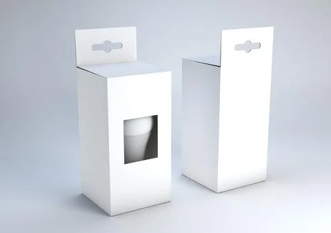 3D illustration of a LED Bulb packaging mockup. Blank Stock Illustration