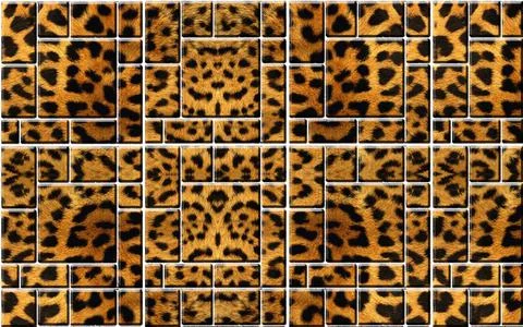 3d illustration, leopard pattern on a rectangular tile Stock Illustration