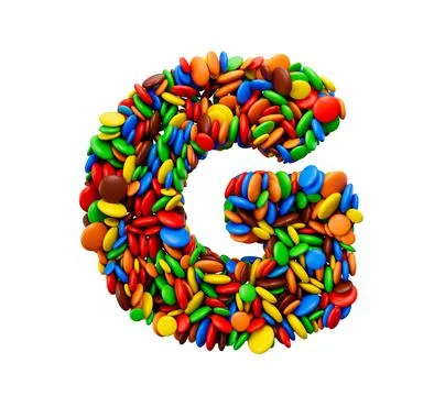 3D illustration of the letter G of multicoloured rainbow candies Stock Illustration