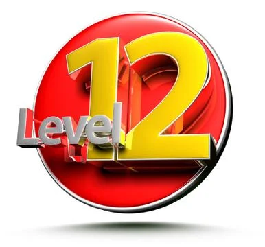 3D illustration Level 12 isolated on a white background with Clipping Path. Stock Illustration