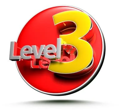 3D illustration Level 3 isolated on a white background.(with Clipping Path) Stock Illustration