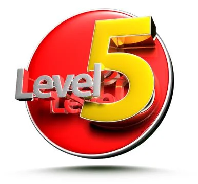 3D illustration Level 5 isolated on a white background.(with Clipping Path) Stock Illustration