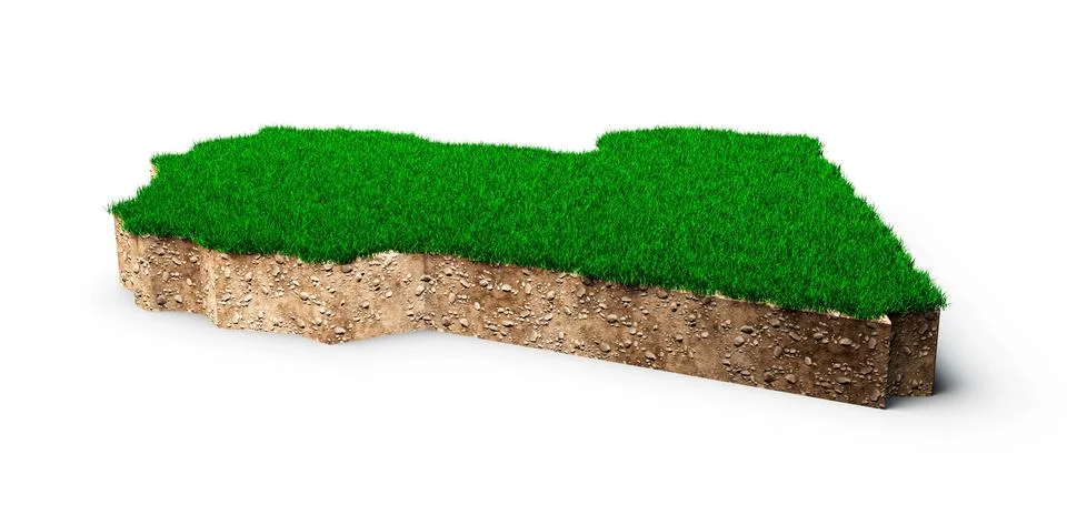 3D illustration of the Libya Map with soil land geology cross section and grass Stock Illustration