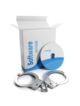 3d illustration: licensed software and piracy box with licensed software and  Stock Illustration
