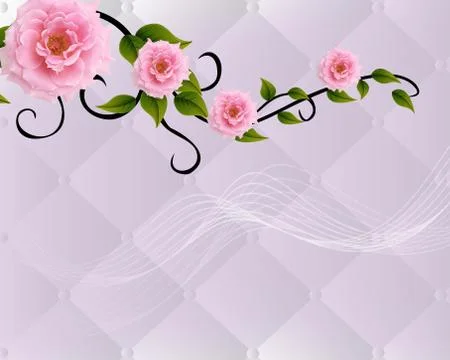 3d illustration, light background, large pink flowers Stock Illustration