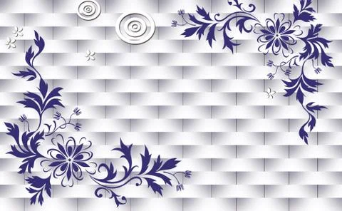 3d illustration, light background, weaving, decorative flowers Stock Illustration
