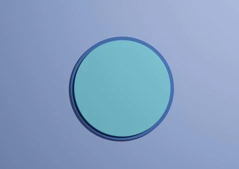 3D illustration of a light blue circle podium or stand top view flat lay prod Illustrazione stock