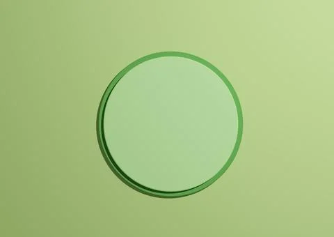 3D illustration of a light green circle podium or stand top view flat lay pro Illustrazione stock