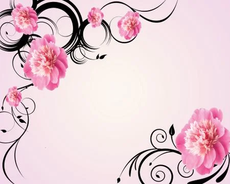 3d illustration, light pink background, large pink peonies buds Stock Illustration