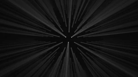 3d illustration of light rays escaping a black void. Black and white minimal. Stockillustratie