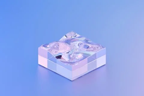 3d illustration  lighting transparent  cube with on blue  isolated background Stock Illustration