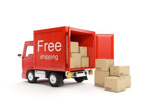 3d illustration: loading and delivery of goods Stock Illustration