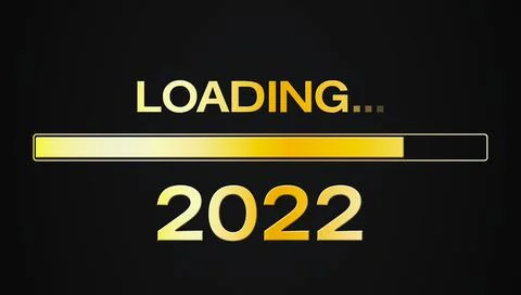 3d Illustration of loading bar in gold with the message loading 2022 Stockillustratie