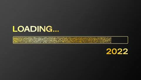 3d Illustration of loading bar in gold with the message loading 2022 Stock Illustration