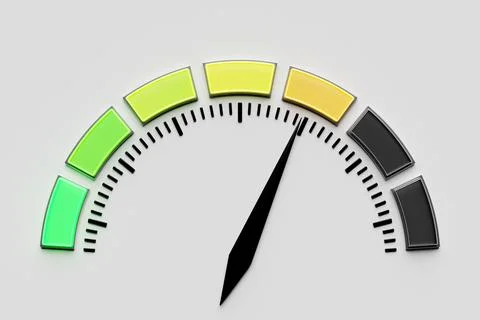 3D illustration   loading bar with an indicator in the middle in orange  zone Foto stock