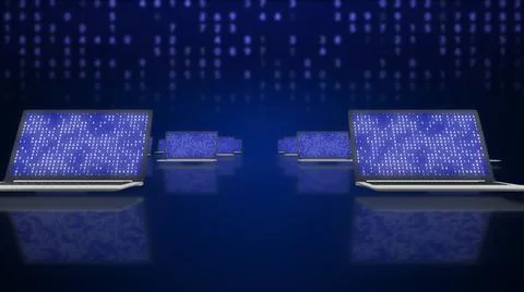 3d illustration of local computer network structure communications with data Stock Illustration