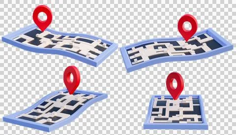 3D illustration location map transparent background 3D rendering Stock Illustration