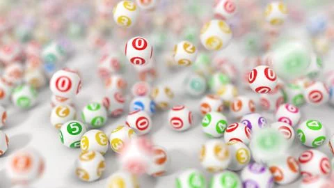 3d illustration of lottery balls stack Stock Illustration