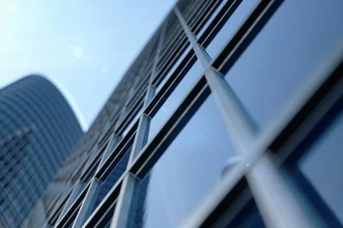 3D illustration Low angle view of skyscrapers. Skyscrapers at in day looking up Stock Illustration