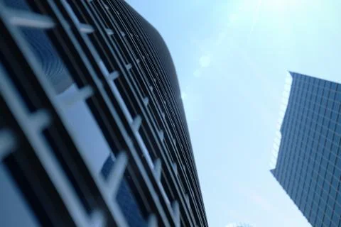 3D illustration Low angle view of skyscrapers. Skyscrapers at in day looking up Stock Illustration