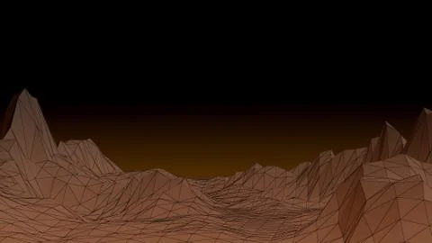 3D Illustration of a Low poly dark mountains landscape for graphic design. Illustrazione stock