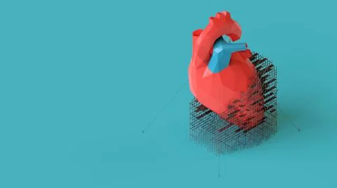 3d illustration of low poly human heart repair concept Stock Illustration