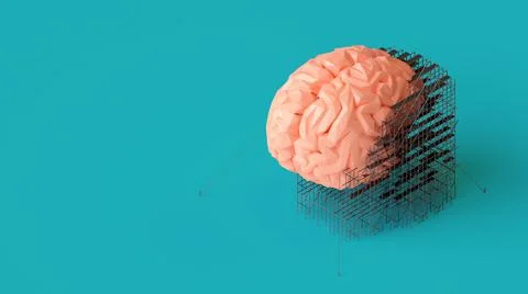 3d illustration of low poly human brain repair concept Stock Illustration