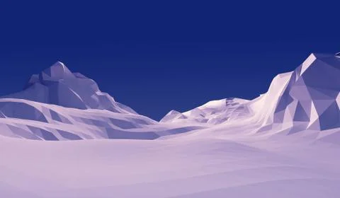 3d illustration low poly landscape snow mountain. Stock Illustration