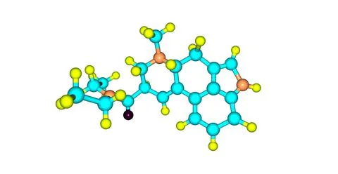 3D illustration of LSD molecular structure isolated on white Stock Illustration