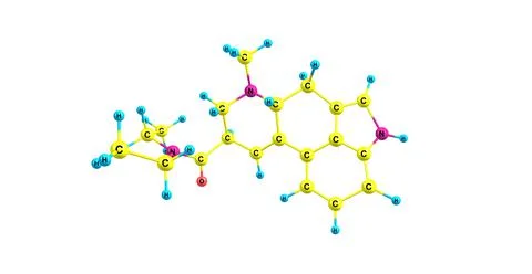 3D illustration of LSD molecular structure isolated on white Stock Illustration