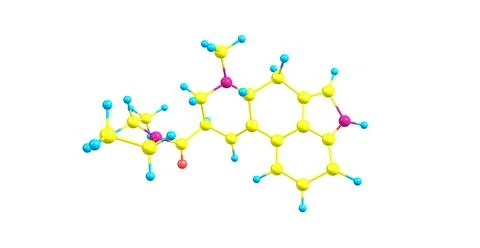 3D illustration of LSD molecular structure isolated on white Stock Illustration