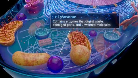 3D illustration of a lysosome digesting cellular waste Stock Illustration