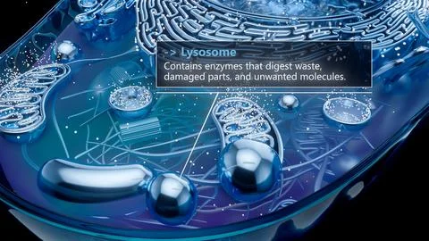3D illustration of a lysosome digesting cellular waste Stock Illustration