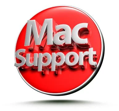 3d illustration Mac support Red circle on white background.(With Clipping Pat Stock Illustration