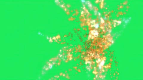 3d illustration - Magic Fireworks with particles and sparks on green screen . Stock Illustration