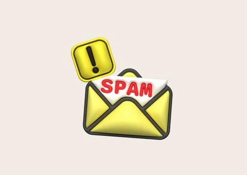 3D illustration. Mail, notification email and virus. Spam email pop-up warnin Stock Illustration
