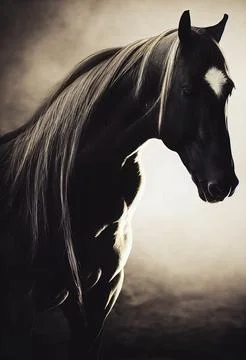 3d illustration of a majestic horse. Detailed close up portrait. Stock Illustration