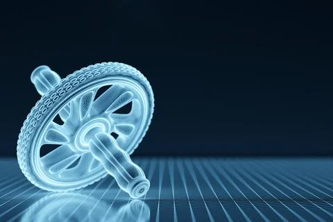 3D illustration, manual  blue   compact two-wheeled roller with handles for t Stock Illustration