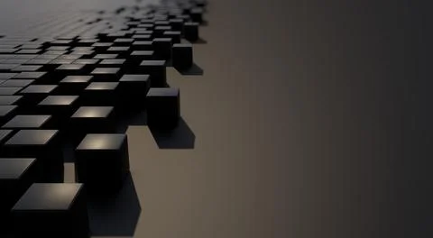 3d illustration of many cubes on a dark background Stock Illustration