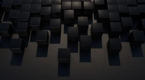 3d illustration of many cubes on a dark background Stock Illustration