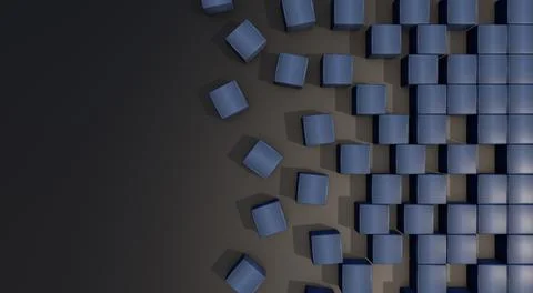 3d illustration of many cubes on a dark background Stock Illustration